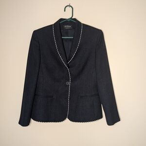D’oraz Black Women's Blazer with White Trim
